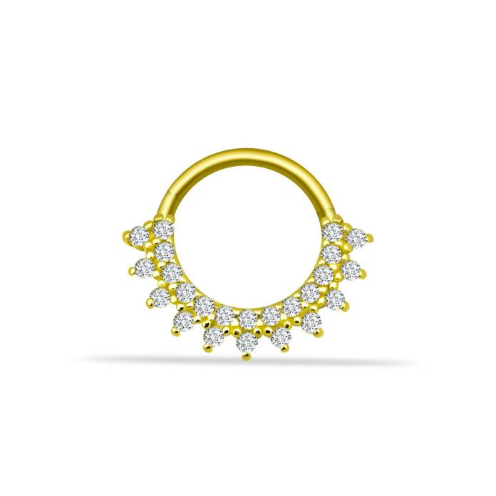 Taşlı Minimal Halka Piercing - 2