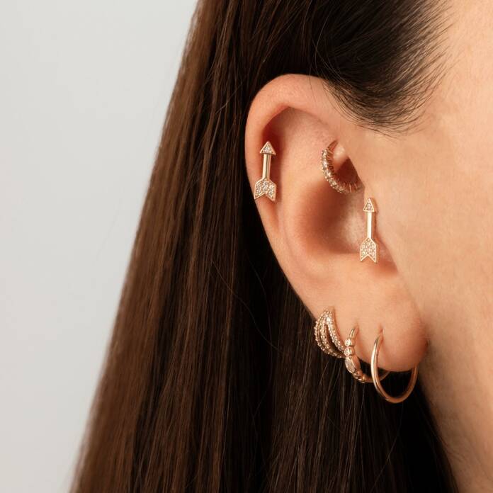 Taşlı Ok Motifli Tragus Piercing - 2