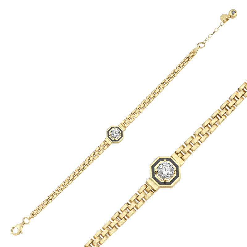 Taşlı Oktagon Tasarım Bileklik - Fiemma