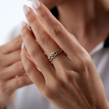 Taşlı Örgü Yüzük - Rayna