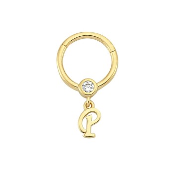 Taşlı P Harfi Sallantılı Helix Piercing - Dianora