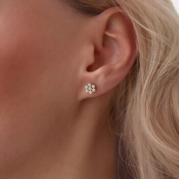 Taşlı Papatya Küpe - Rayna