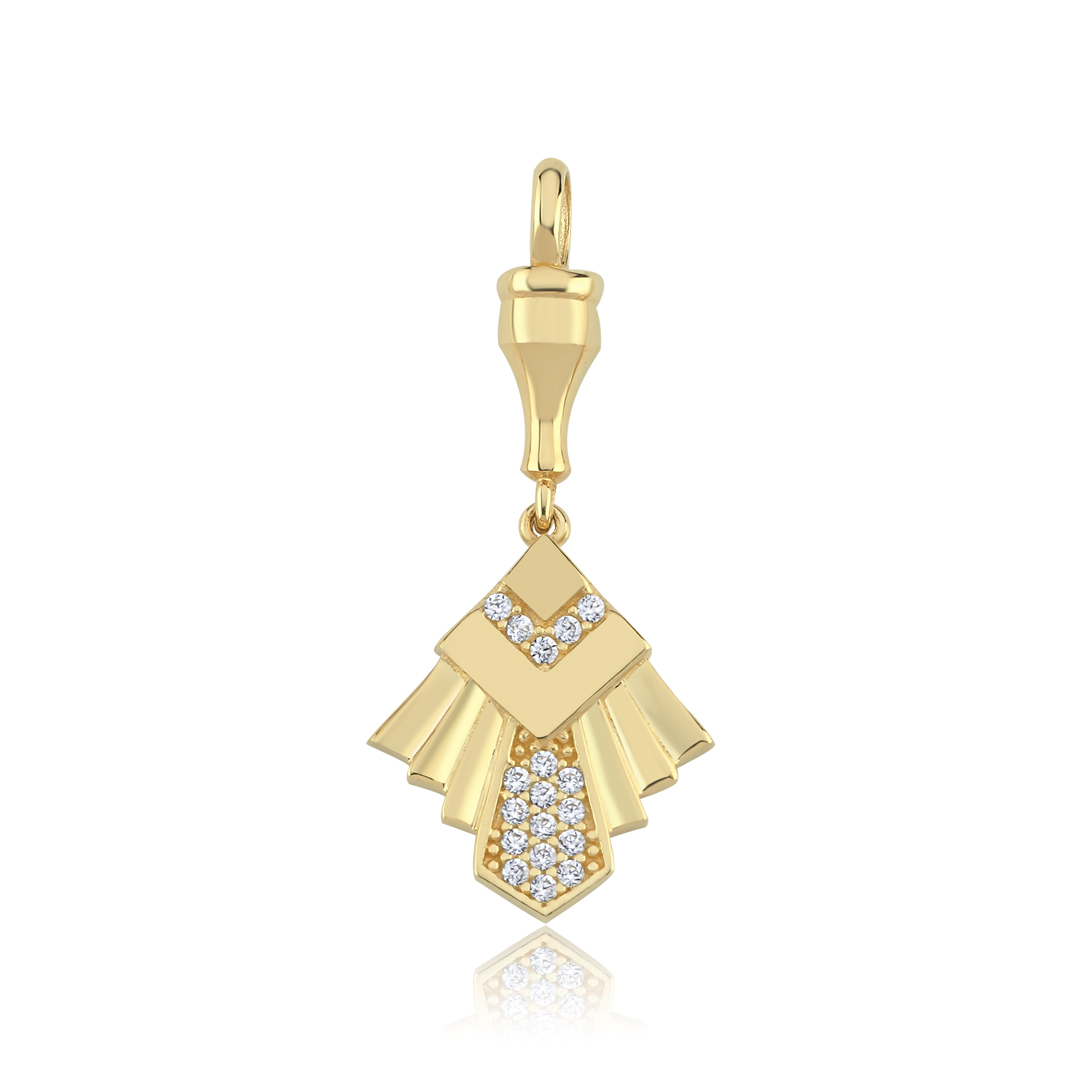 Taşlı Pelerin Altın Charm - 1