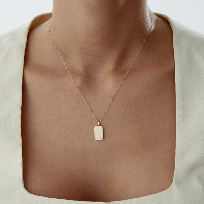 Taşlı Plaka Kolye - Rayna