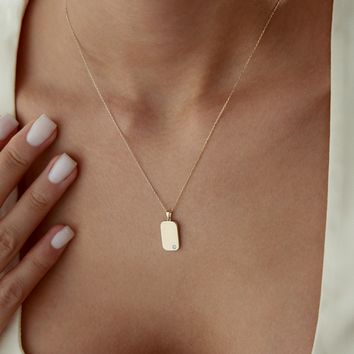 Taşlı Plaka Kolye - Rayna (1)