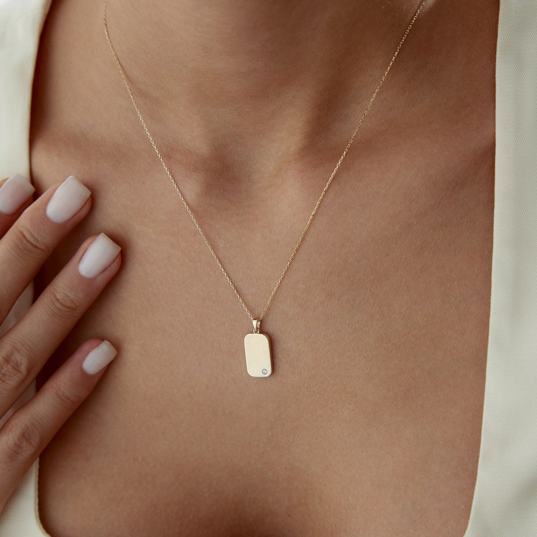 Taşlı Plaka Kolye - 2