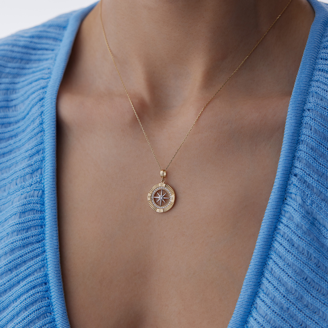 Taşlı Pusula Kolye - 2