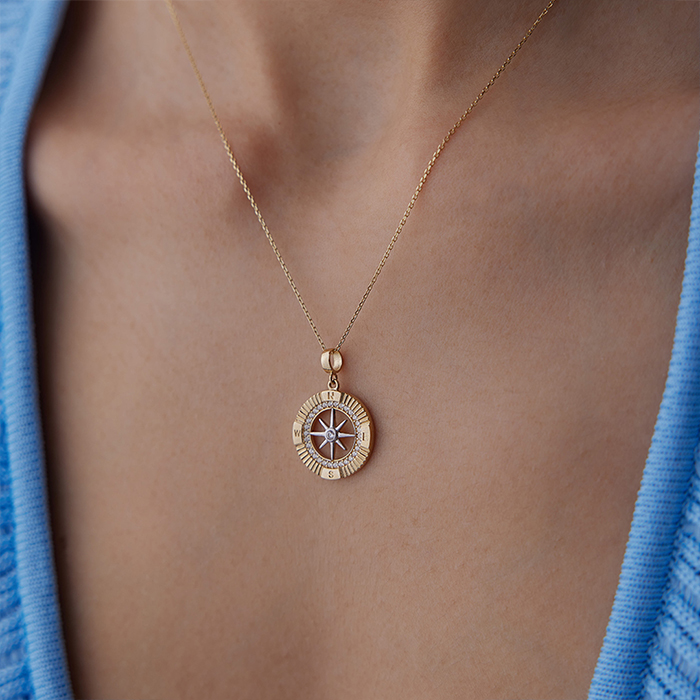 Taşlı Pusula Kolye - Özçelik