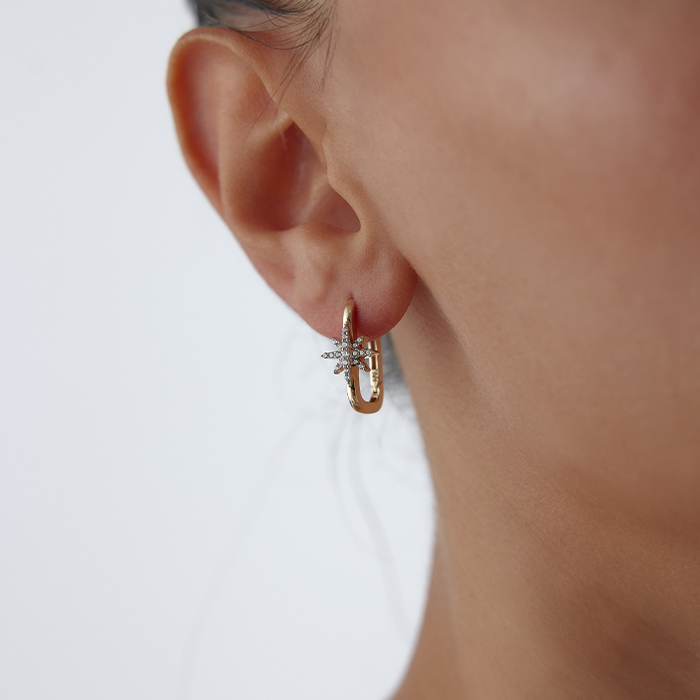 Taşlı Pusula Yıldızı Küpe - Gökhan Bera (1)