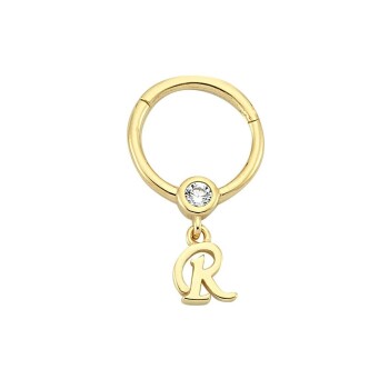 Taşlı R Harfi Sallantılı Helix Piercing - Dianora