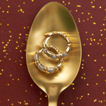 Taşlı Ringlet Altın Küpe - Arax