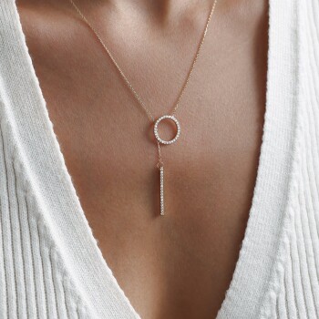 Taşlı Sallantılı Çubuk Kolye - Rayna