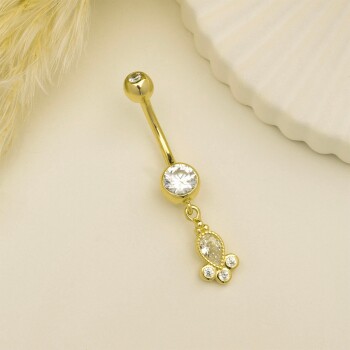 Taşlı Sallantılı Gösterişli Diamond Göbek Piercing - Dianora (1)