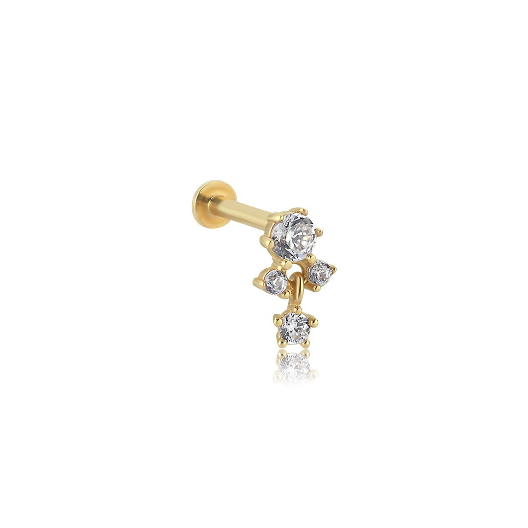 Taşlı Sallantılı Tragus Piercing - 1