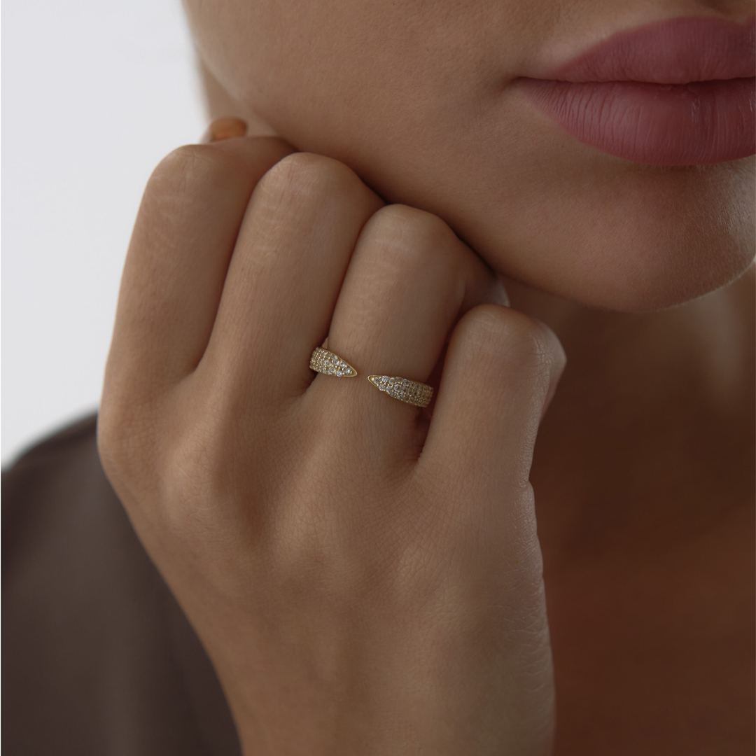 Taşlı Serpent Tail Yüzük - 1