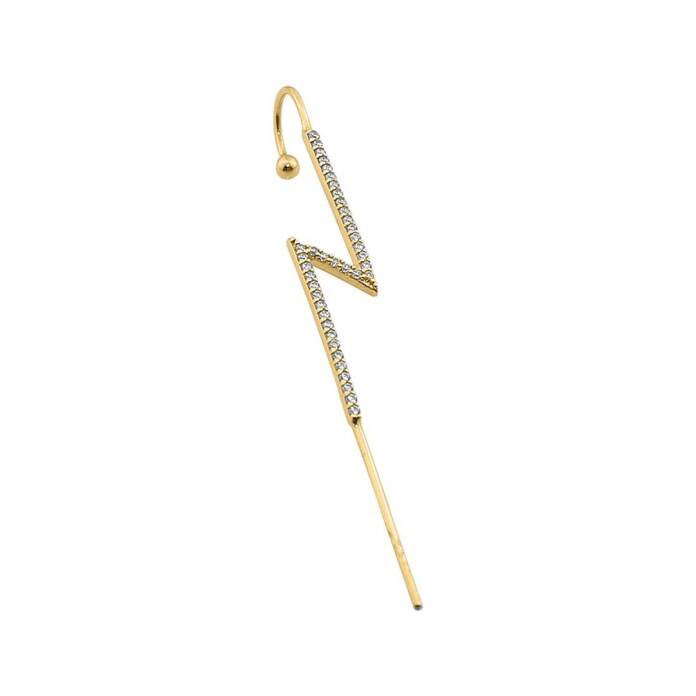 Taşlı Şimşek Motifli Hook Baston Küpe - 1