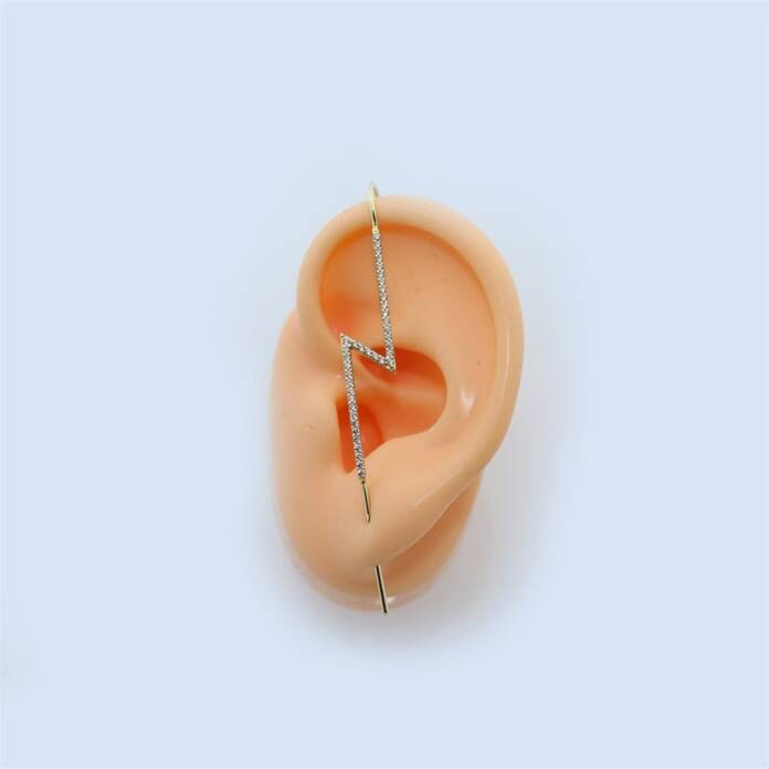 Taşlı Şimşek Motifli Hook Baston Küpe - 2
