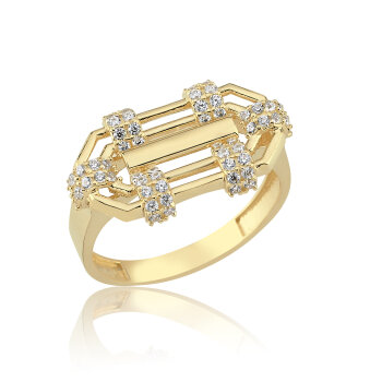 Taşlı Sıralı Halka Şövalye Yüzük - 3