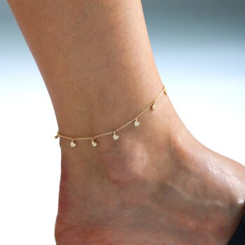 Taşlı Sıralı Kalp Halhal - Rayna