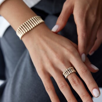 Taşlı Sıralı Kemik Yüzük - 3