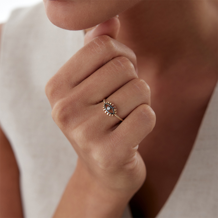 Taşlı Sürme Göz Yüzük - Nüans