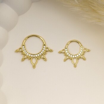 Taşlı Taç Motifli Helix Piercing - 3