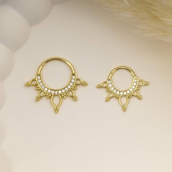 Taşlı Taç Motifli Helix Piercing - 3