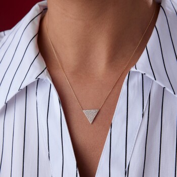 Taşlı Ters Üçgen Kolye - Rayna