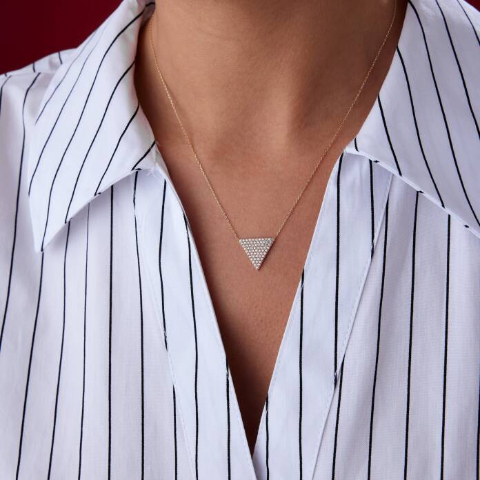 Taşlı Ters Üçgen Kolye - 2