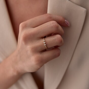 Taşlı Tria Burgu Detay Yüzük - Rayna