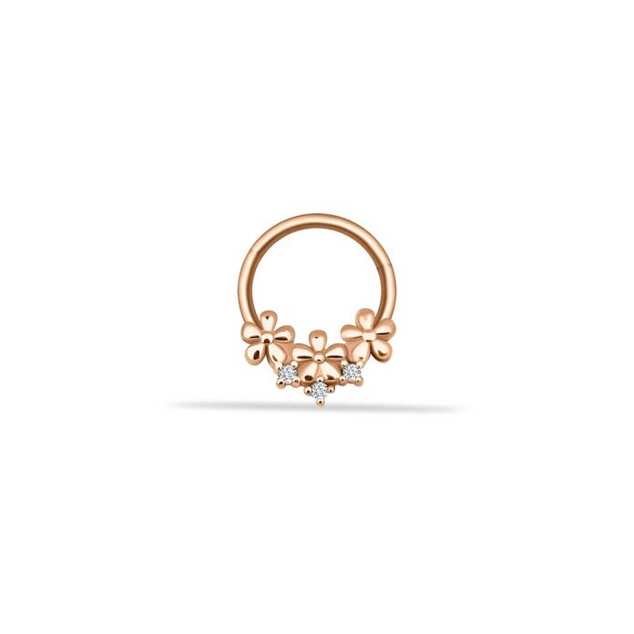 Taşlı Üç Çiçek Motifli Helix Piercing - 1