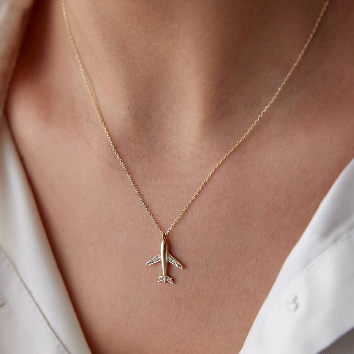 Taşlı Uçak Kolye - 1