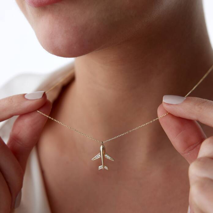 Taşlı Uçak Kolye - 2