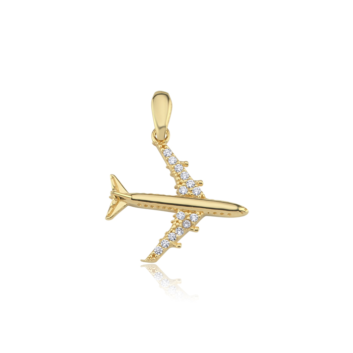 Taşlı Uçak Kolye Ucu - Koçak
