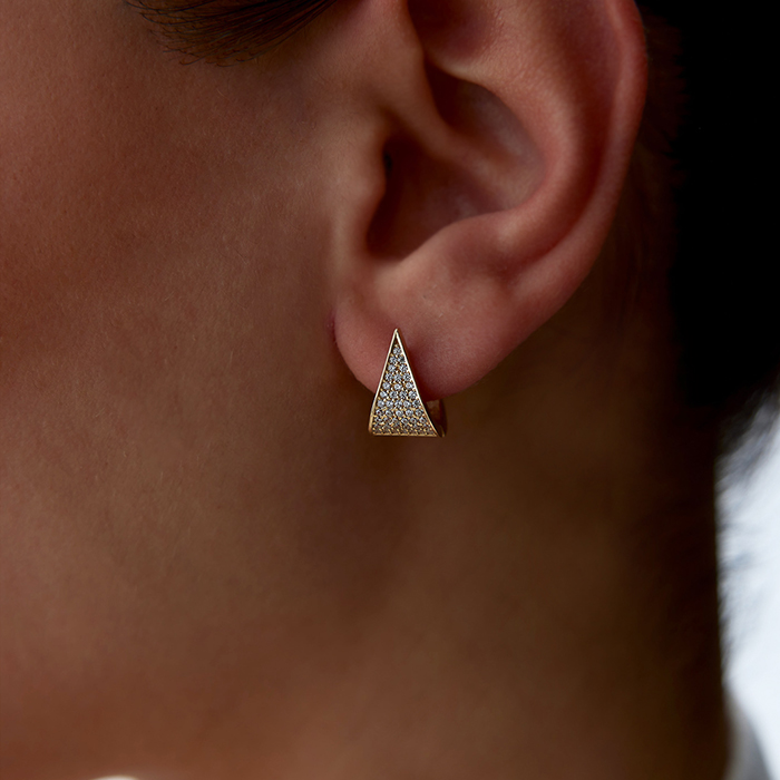 Taşlı Üçgen Küpe - Arax