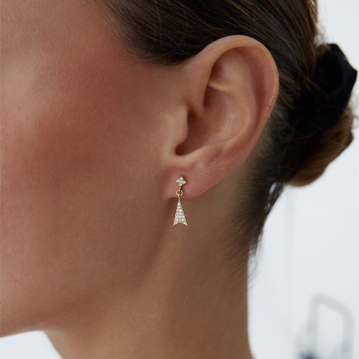 Taşlı Üçgen Sallantılı Küpe - Rayna