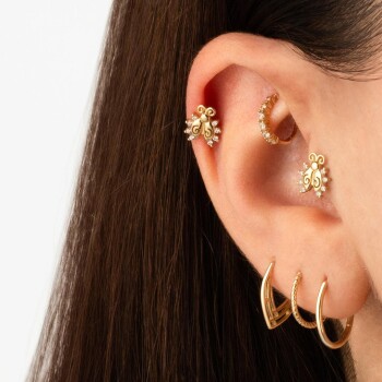 Taşlı Uğur Böceği Motifli Minimal Tragus Piercing - Dianora (1)