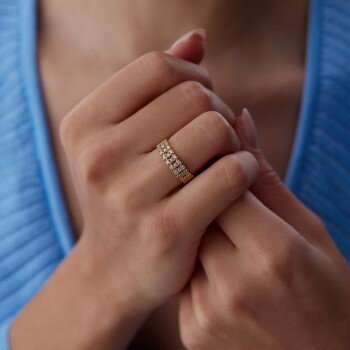 Taşlı ve Burgu Sütun Yüzük - Alen