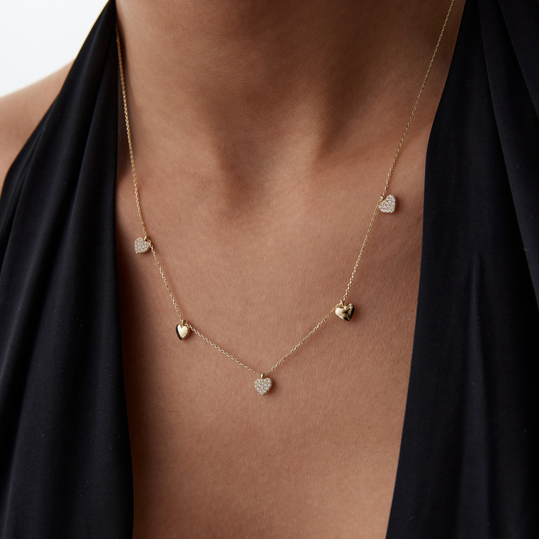 Taşlı ve Sıvama Kalp Kolye - 2