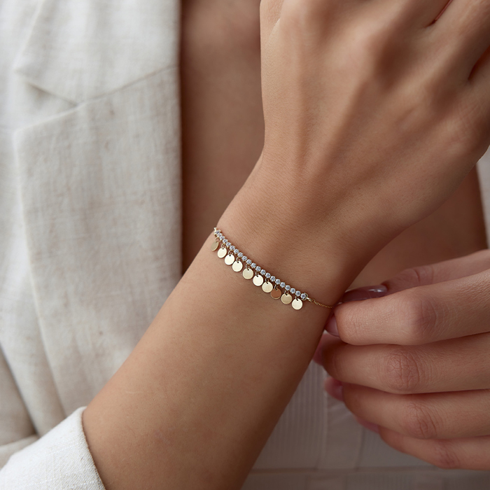 Taşlı ve Yuvarlak Pul Charmlı Bileklik - Rayna (1)
