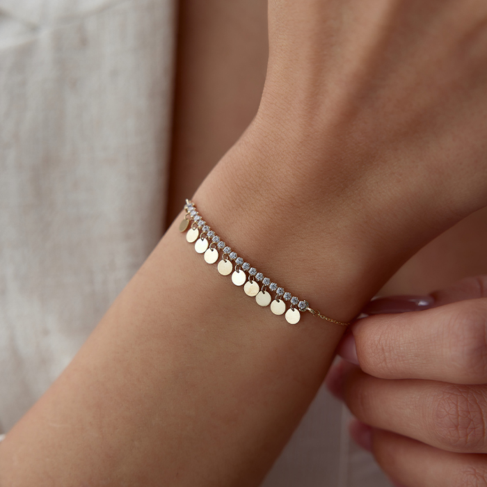 Taşlı ve Yuvarlak Pul Charmlı Bileklik - Rayna