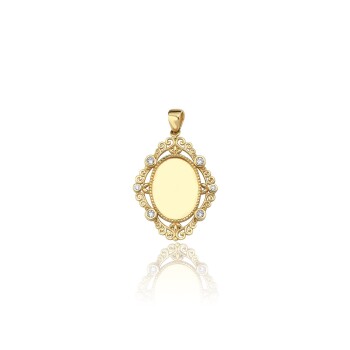 Taşlı Vintage Oval Ayna Kolye Ucu - Koçak