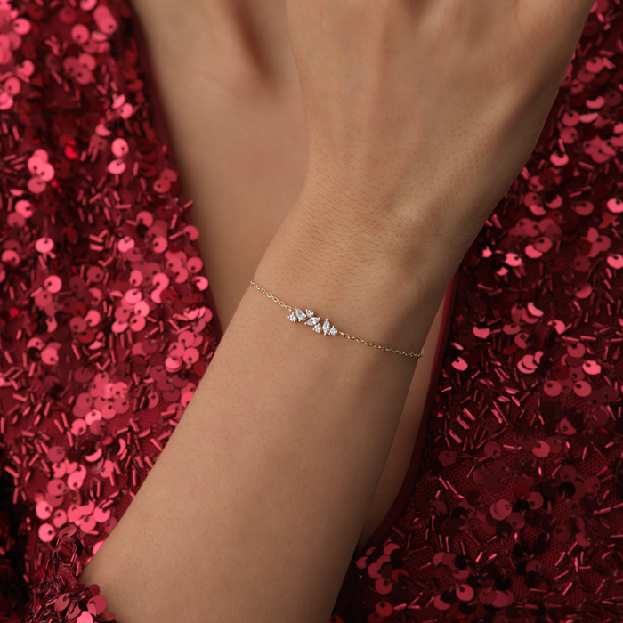 Taşlı Yaprak Figürlü Altın Bileklik - Gökhan Bera (1)