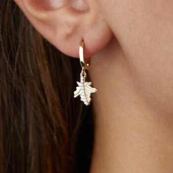 Taşlı Yaprak Küpe - Garo