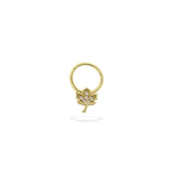 Taşlı Yaprak Motifli Helix Piercing - 1