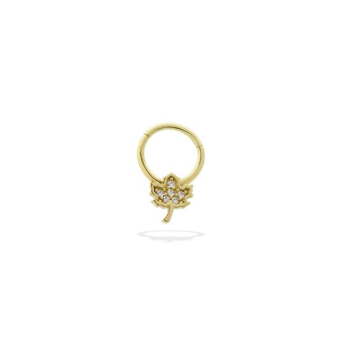 Taşlı Yaprak Motifli Helix Piercing - 1