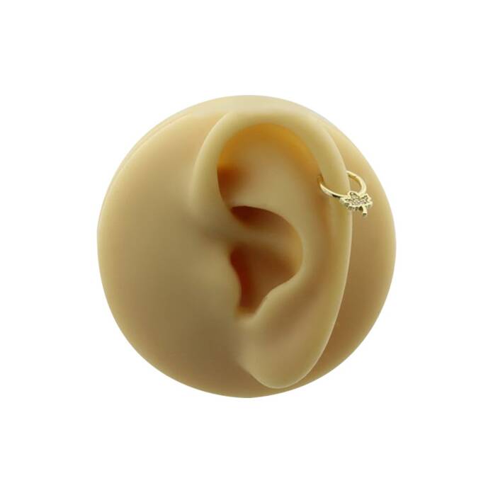 Taşlı Yaprak Motifli Helix Piercing - 2