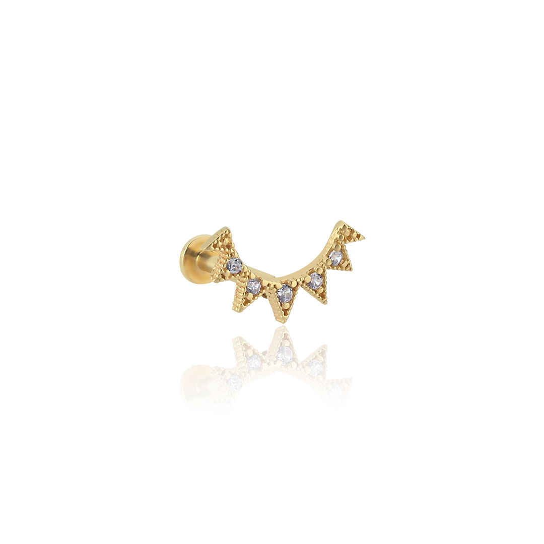 Taşlı Yarım Ay Tragus Piercing - 1