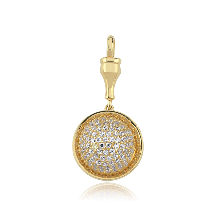 Taşlı Yarım Küre Altın Charm - Rayna