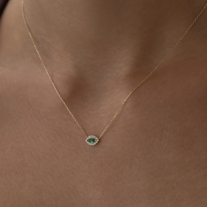 Taşlı Yeşil Göz Kolye - Gökhan Bera (1)